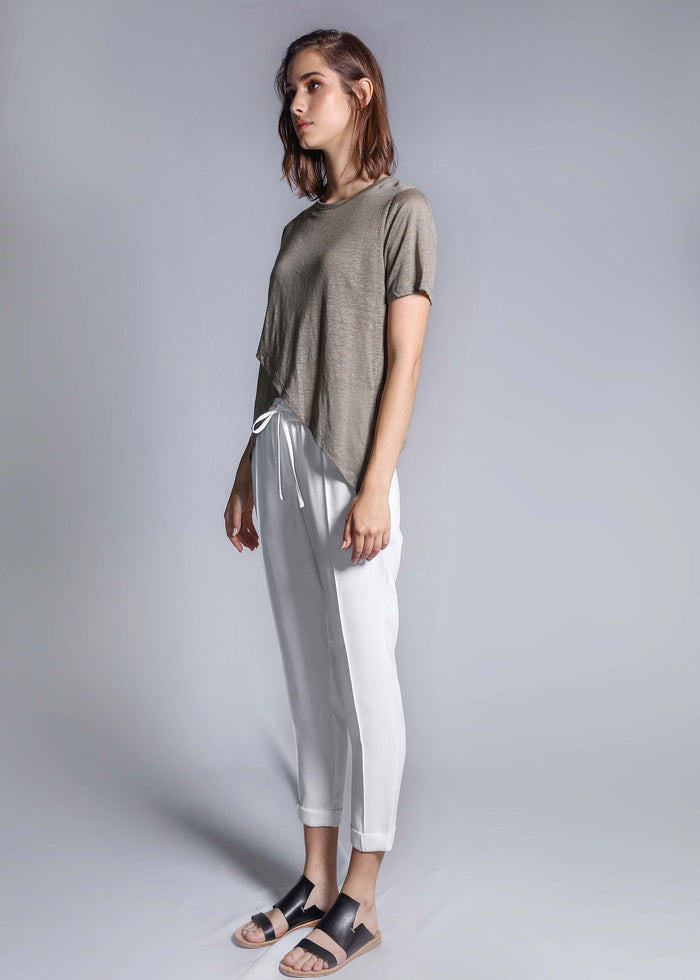 crossover linen tee moss top free and form fashion 