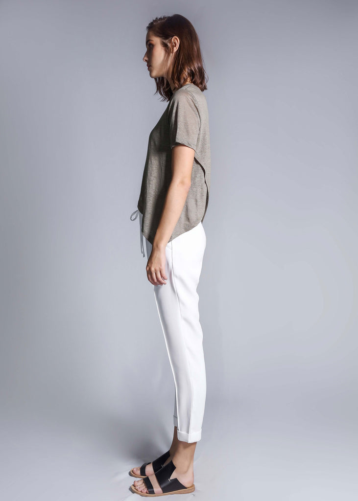 crossover linen tee moss top summer free and form fashion