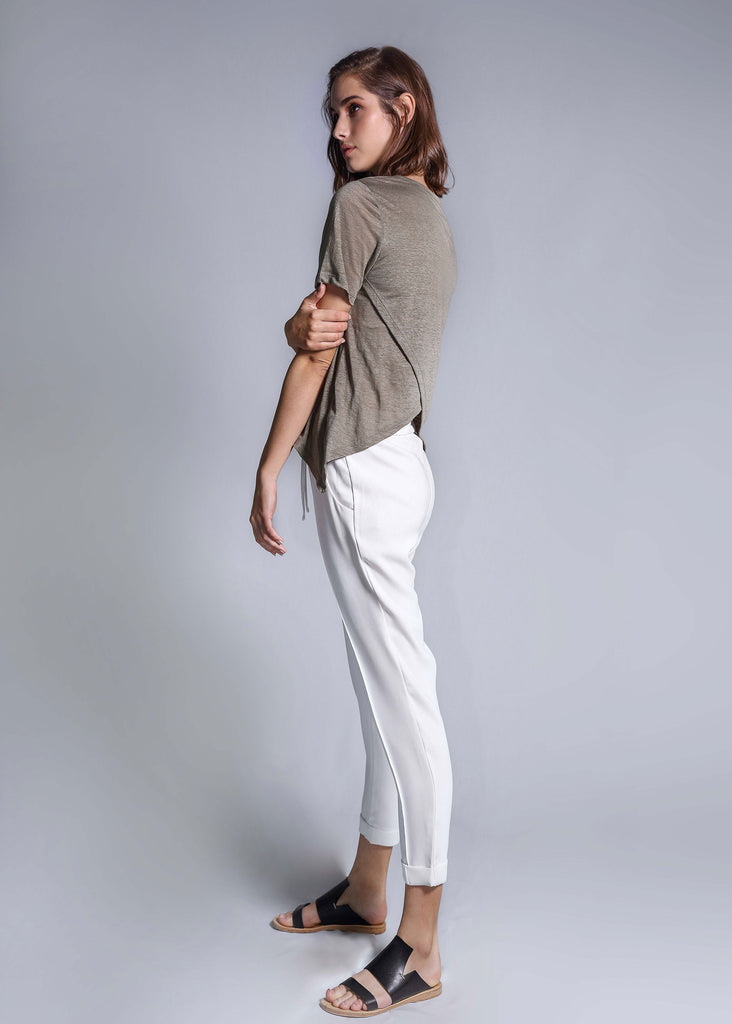 crossover linen tee moss top free and form fashion