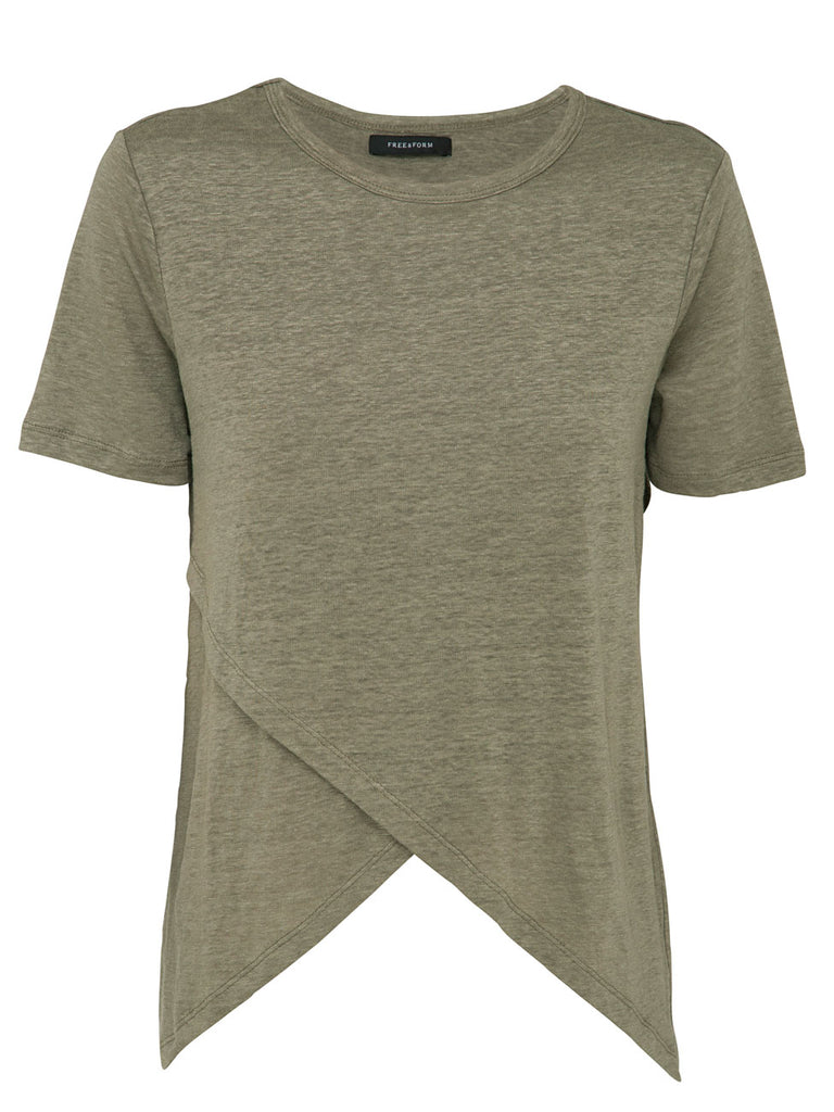 crossover linen tee moss top free and form fashion