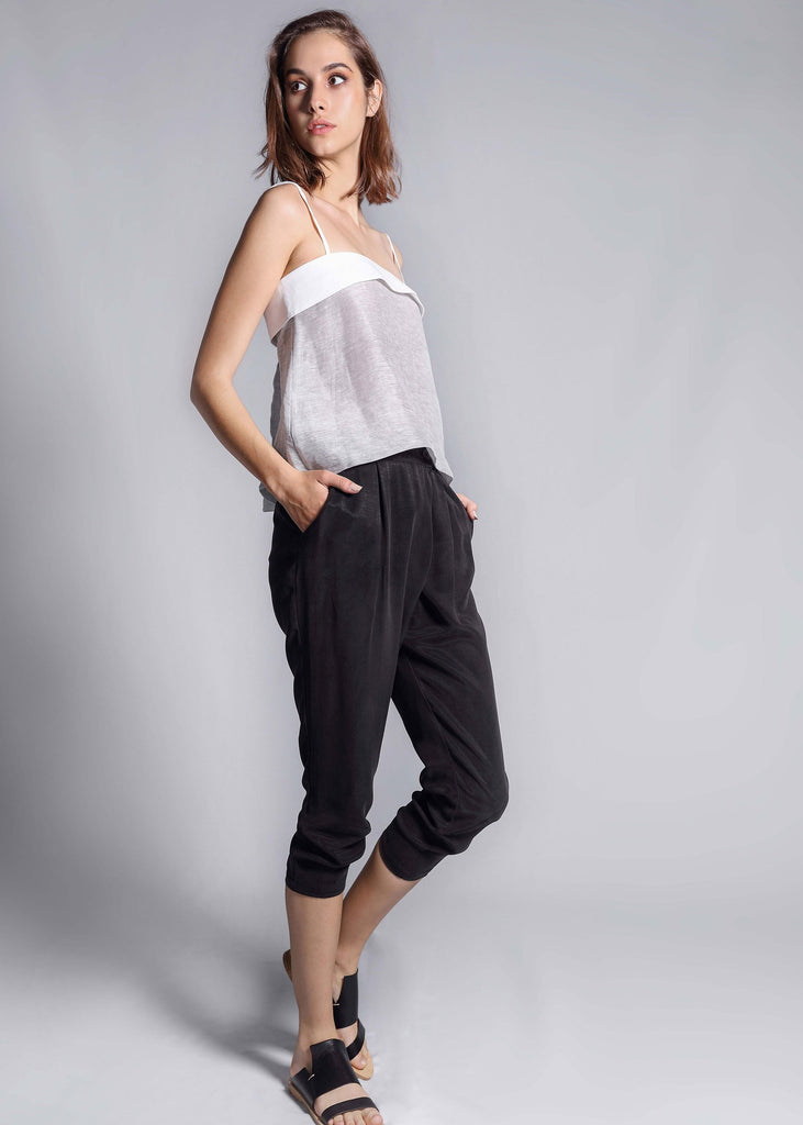 freeandform silk top linen casual summer hue spaghetti natural grey grey gray