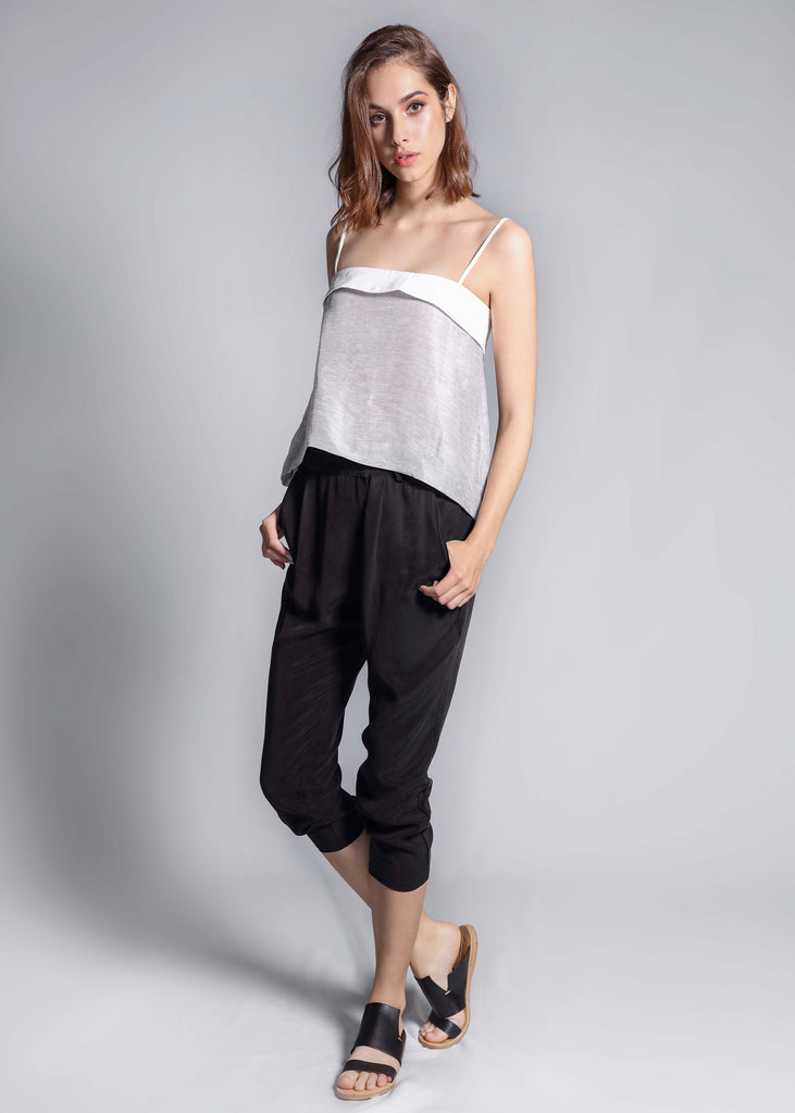 freeandform silk top linen casual summer hue spaghetti natural grey grey gray