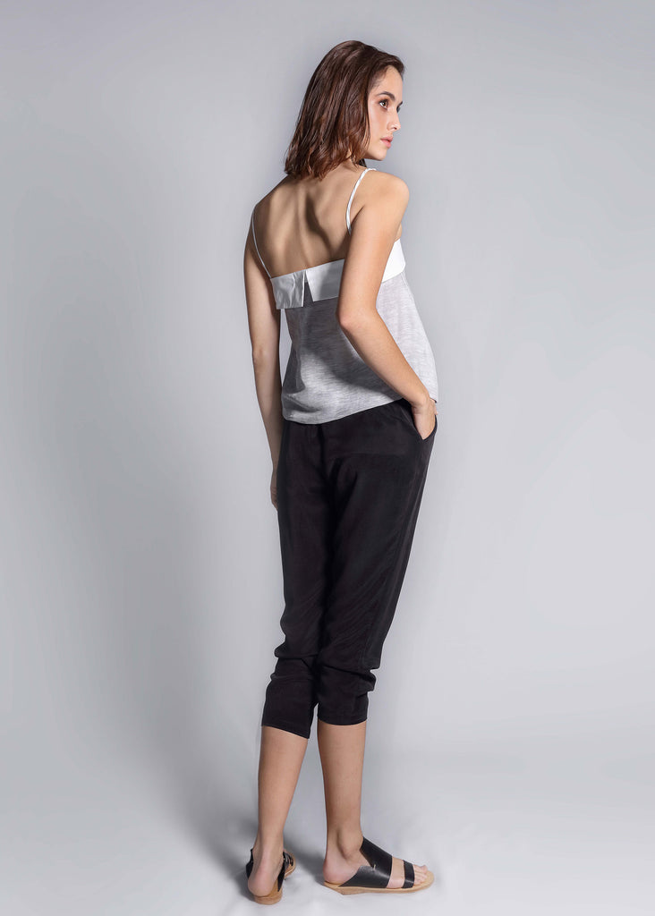 freeandform silk top linen casual summer hue spaghetti natural grey grey gray