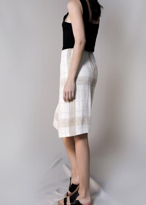 checked linen skirt beige white womenswear fashion luxury label free and form
