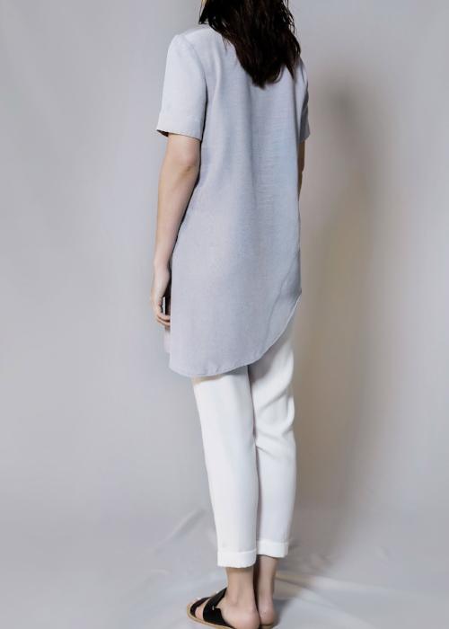 tuck it tunic top grey gray rayon cupro blouse free and form designer clothing