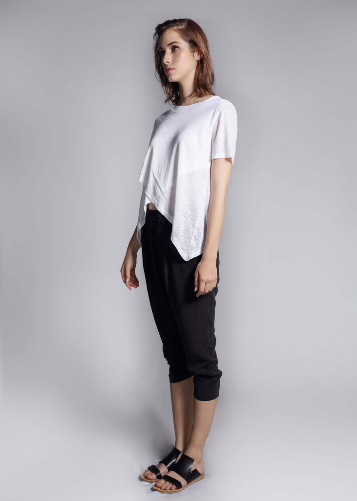 crossover linen tee white top free and form fashion 