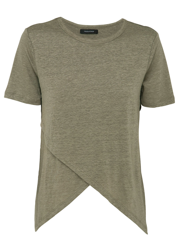 crossover linen tee moss top free and form fashion 