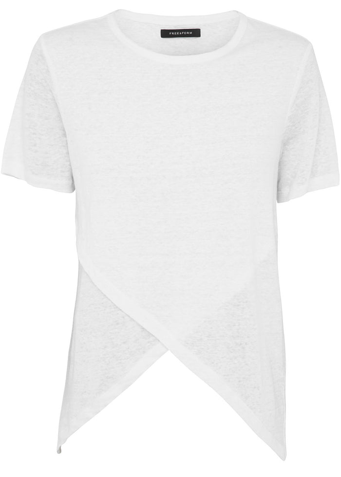 crossover linen tee white top free and form fashion 