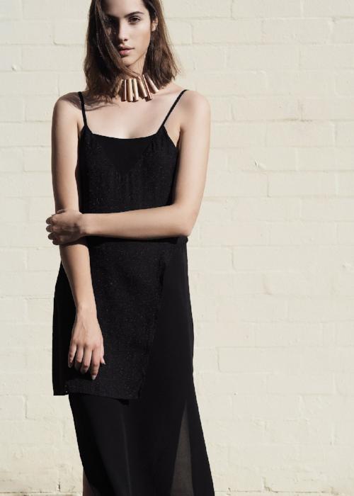 layer slip dress black overlay free and form designer clothing   
