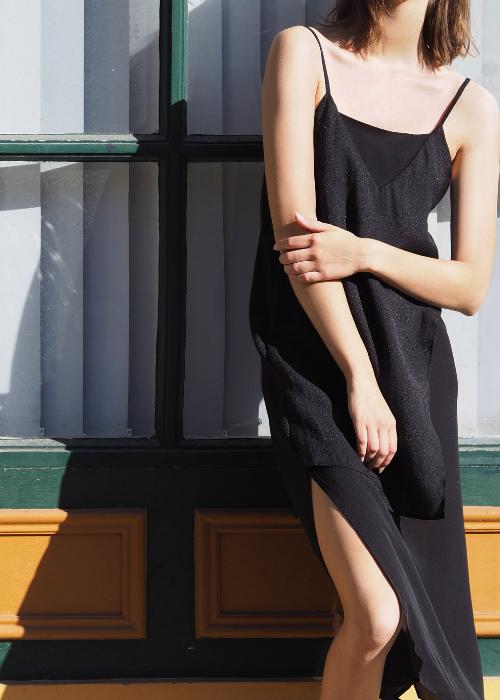 layer slip dress black overlay free and form designer clothing georgette silk