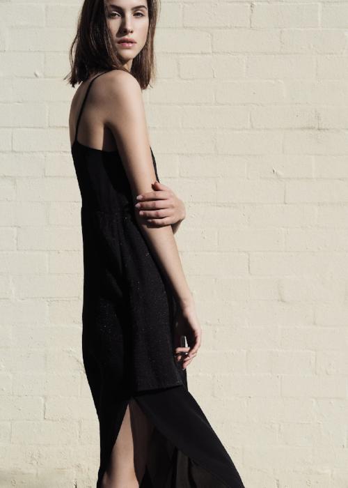 layer slip dress black overlay  womenswear fashion luxury label free and form