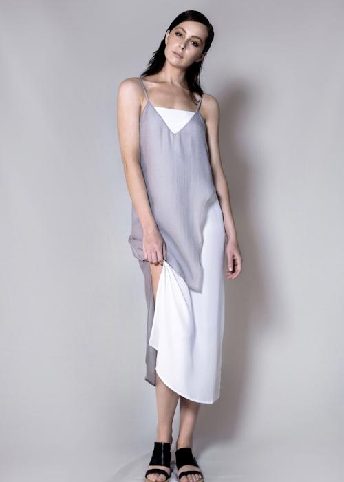 layer slip dress silver overlay free and form designer clothing   