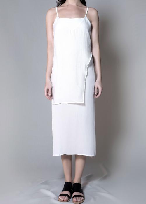 layer slip dress white overlay free and form designer clothing   