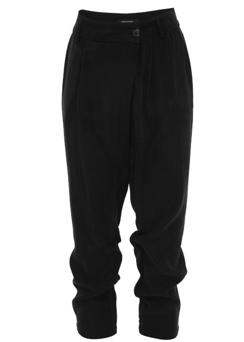 overlap cupro trouser black rayon highend freeandform cropped waist