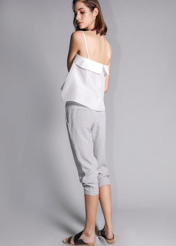 overlap cupro trouser gray grey rayon highend freeandform cropped waist