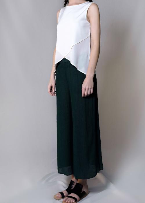 rib woven culottes green forest loose pants bottom womenswear fashion luxury label free and form