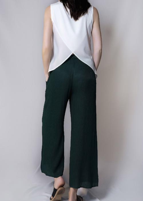 rib woven culottes green forest loose pants bottom free and form designer clothing